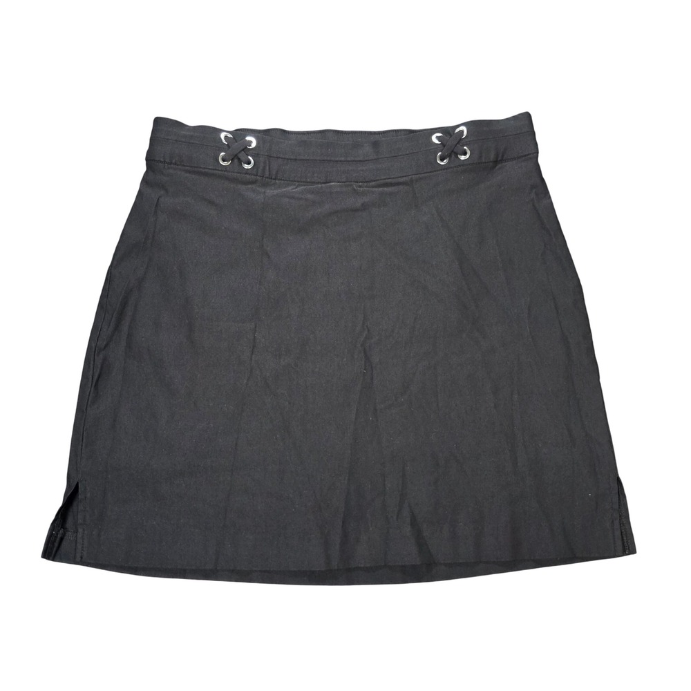 Rafaella Comfort Skort Women's Size S Black Grommet Detail Stretch Mini Skirt